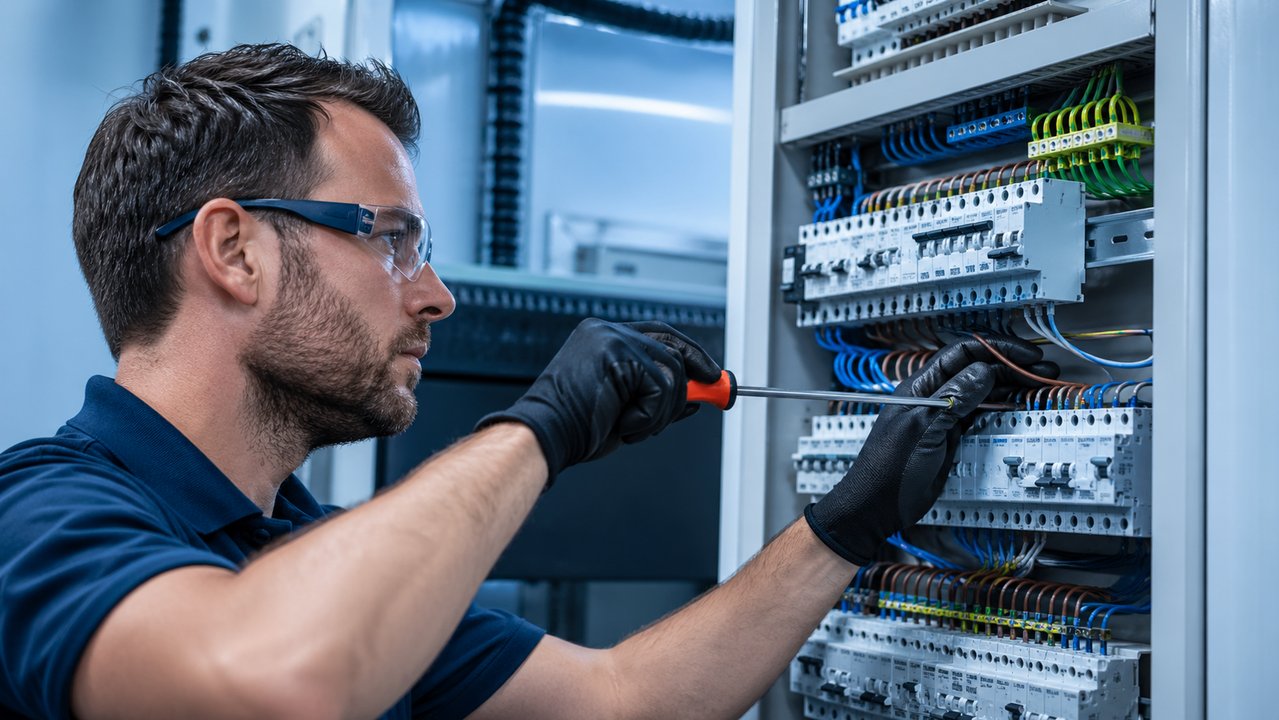 Électricien sur tableau électrique — Savaremus Marketing